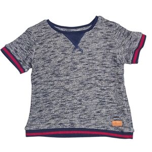 7 For All Mankind Navy Marled Short Sleeve Shirt with Red Trim - Boys 3T